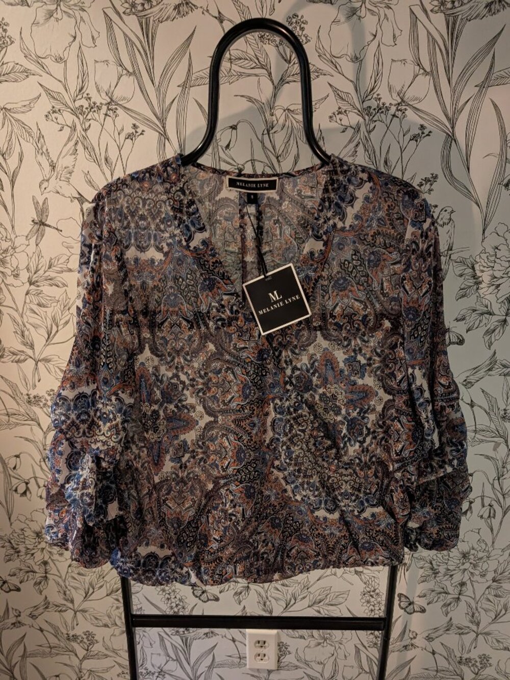 Melanie Lyne Paisley Cross-Over Blouse | Size 8 | NWT